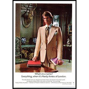 1976 Hardy Amies London Tailor Vintage Print Ad Buck Deer Mount Library Wall Art